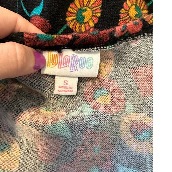 Lularoe Floral Print Sleeveless Open Front Duster Sweater size Small - Picture 3 of 9